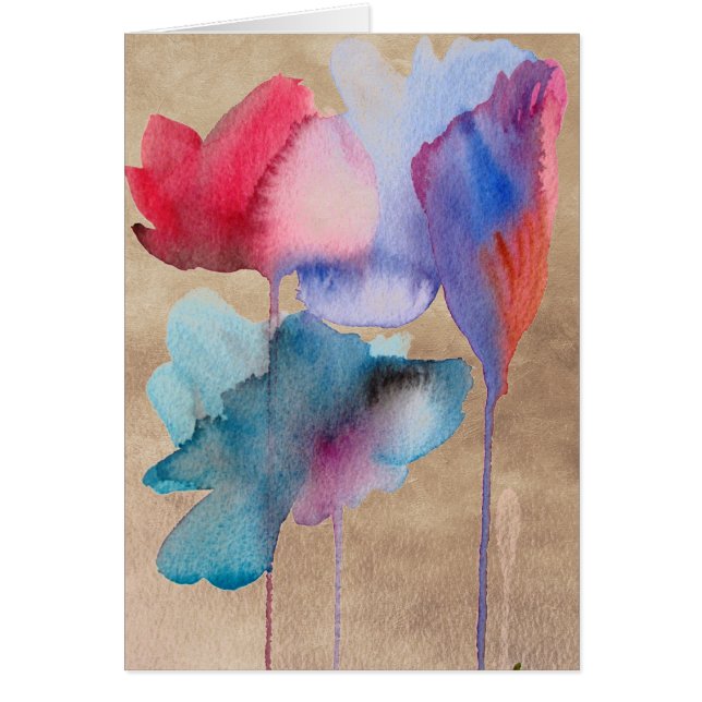 Watercolor  blue Flowers modern floral design (Front)