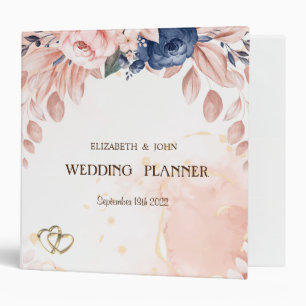Watercolor Blue Flowers Splash Wedding Binder