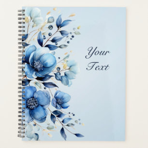 Watercolor Blue Flowers Wedding Planner