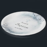 watercolor blue foliage Baptism Paper Plate<br><div class="desc">Baptism paper plates</div>