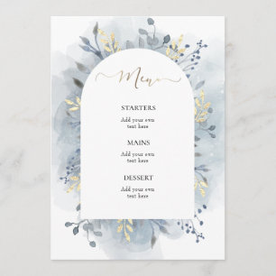 watercolor blue foliage menu