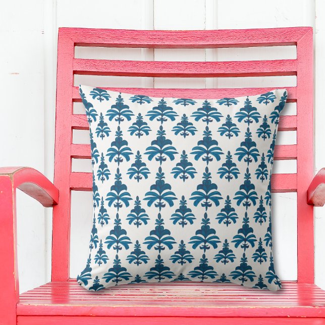 Watercolor Blue French Toile Pattern Throw Pillow (Creator Uploaded)