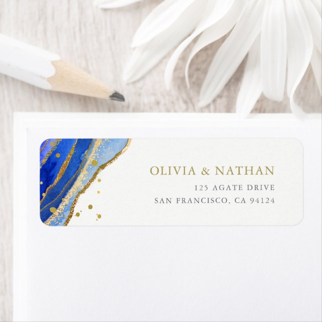 Watercolor Blue Geode with Gold (Insitu)