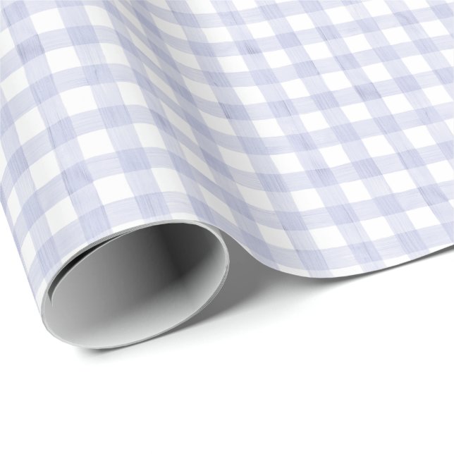 Watercolor Blue Gingham Wrapping Paper (Roll Corner)