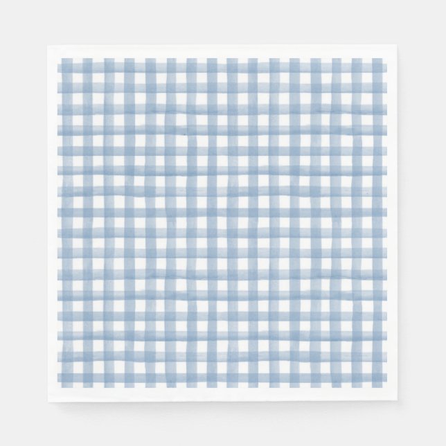 Watercolor Blue Ginham Napkins (Front)