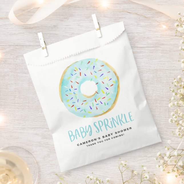 Watercolor Blue Glazed Doughnut Baby Sprinkle Favour Bag (Clipped)