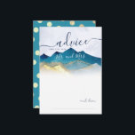 Watercolor Blue Gold Mountains Wedding Advice Card<br><div class="desc">Modern Vintage Elegant Wedding Advice Card Template - Blue Green and Faux Gold Foil Watercolor Mountains Landscapes Scenery.

These Designs Can Be Personalized For Your Special Occasion And Would Be Perfect For Your Wedding,  Bridal Shower,  Engagement Party,  Birthday Party And Many More Special Occasions.</div>