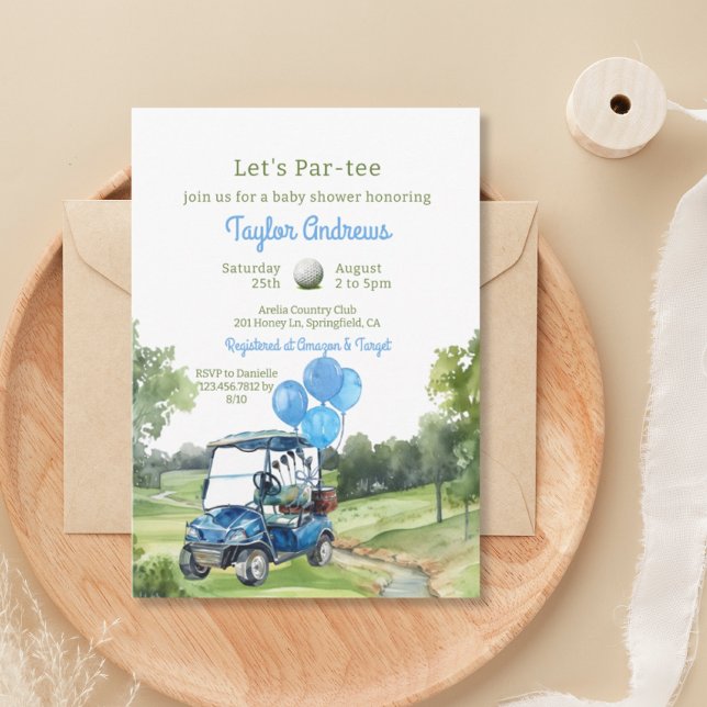 Watercolor Blue Golf Baby Shower Invitation (Creator Uploaded)