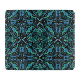 Watercolor Blue Green Azulejo Spanish Tile  Cutting Board