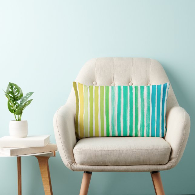 Watercolor Blue Green Designer Cotton Pillow Case (Chair)