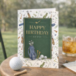 Watercolor Blue Green Golf Pattern Happy Birthday Card<br><div class="desc">Celebrate his special day with this elegant masculine birthday card featuring a classic golf-inspired design. With rich green tones, vintage-style golf illustrations, and timeless typography, this card is perfect for golfers and sports lovers alike. Ideal for husbands, dads, grandfathers, brothers, friends, or any man who enjoys the game, this stylish...</div>