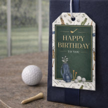 Watercolor Blue Green Golf Pattern Happy Birthday