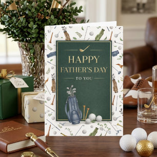 Watercolor Blue Green Golf Theme Father's Day Card