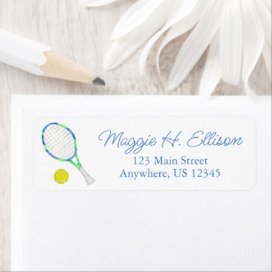 Watercolor Blue & Green Tennis Return Address