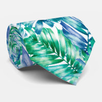 Watercolor Blue Green Tropical Palm Tree