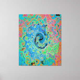 Watercolor Blue Groovy Abstract Retro Liquid Swirl Canvas Print