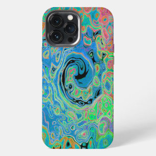 Watercolor Blue Groovy Abstract Retro Liquid Swirl iPhone 13 Pro Max Case