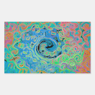 Watercolor Blue Groovy Abstract Retro Liquid Swirl Sticker
