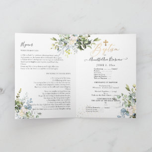 Watercolor Blue Gum Eucalyptus LDS Baptism Program
