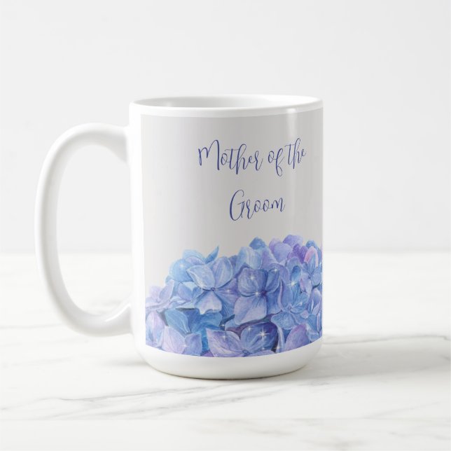 Watercolor Blue Hydrangea Bridal Party    Coffee Mug (Left)
