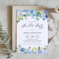 Watercolor Blue Hydrangea Floral Sweet 16 Party