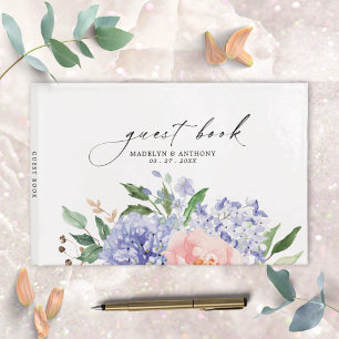 Watercolor Blue Hydrangea Floral Wedding Guestbook