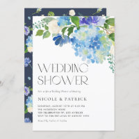 Watercolor Blue Hydrangea Floral Wedding Shower