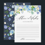 Watercolor Blue Hydrangea Flowers Garland Wedding Advice Card<br><div class="desc">Leave your advice and well wishes for newlyweds with this customizable wedding advice and wishes card. It features a watercolour floral garland of blue and ivory hydrangea flowers and roses. Personalize by adding your details. This floral wedding advice card is perfect for spring and winter weddings.</div>