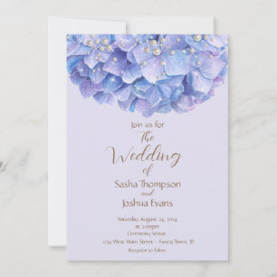 Watercolor Blue Hydrangea Pearl Invitation