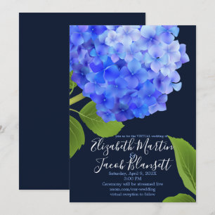 Watercolor Blue Hydrangea Virtual Wedding Invitation
