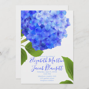 Watercolor Blue Hydrangea Wedding Invitation