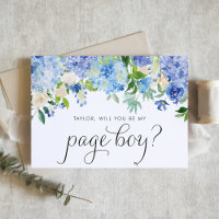 Watercolor Blue Hydrangea Will You Be My Page Boy