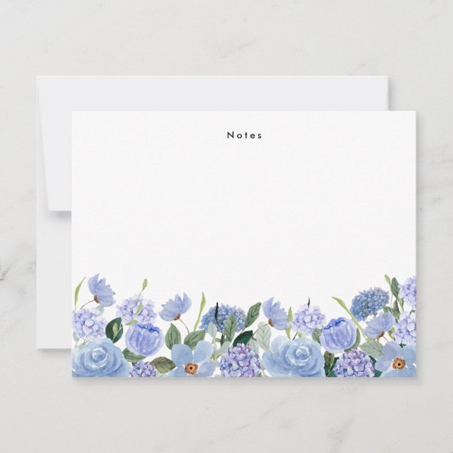 Watercolor Blue Hydrangeas Personalized Card (Front)