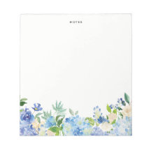 Watercolor Blue Hydrangeas Personalized Notepad