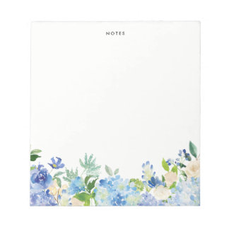 Watercolor Blue Hydrangeas Personalized Notepad