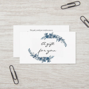 Watercolor blue indigo flowers gift certificate