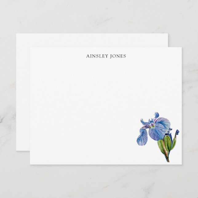 Watercolor blue Iris flower Thank You Card (Front/Back)