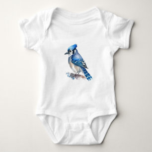Watercolor Blue Jay Bird Nature Art Baby Bodysuit
