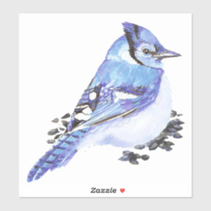 Watercolor Blue Jay Garden Bird Nature Art