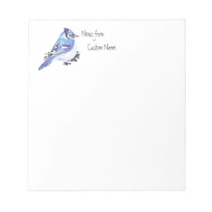Watercolor Blue Jay News from Custom Name Bird, Notepad