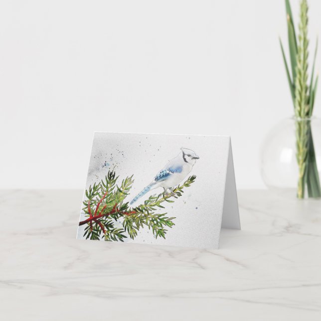 Watercolor Blue Jay Note Card (Front)