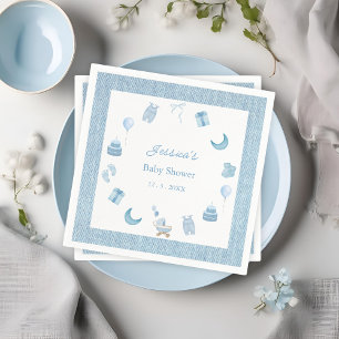 Watercolor Blue Jean Baby Denim Baby Shower Napkin