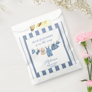   Watercolor Blue jean denim western baby shower  Favour Bag