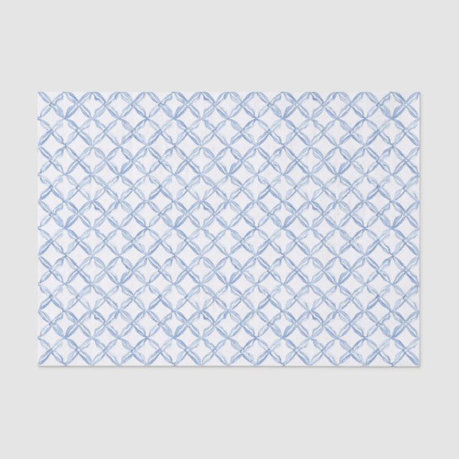 Watercolor Blue Lattice Tissue Paper (Front)