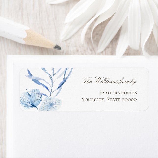 watercolor blue leaves label (Insitu)