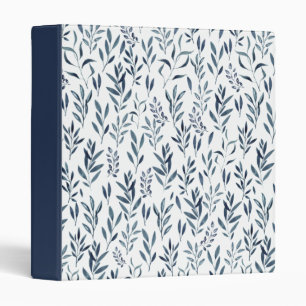 Watercolor Blue Leaves Pattern Binder