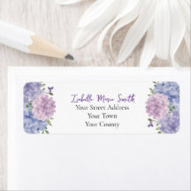 Watercolor Blue & Lilac Hydrangea Flowers Wedding 