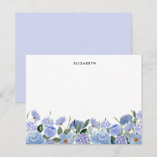 Watercolor Blue Lilac Hydrangeas Personalized Card