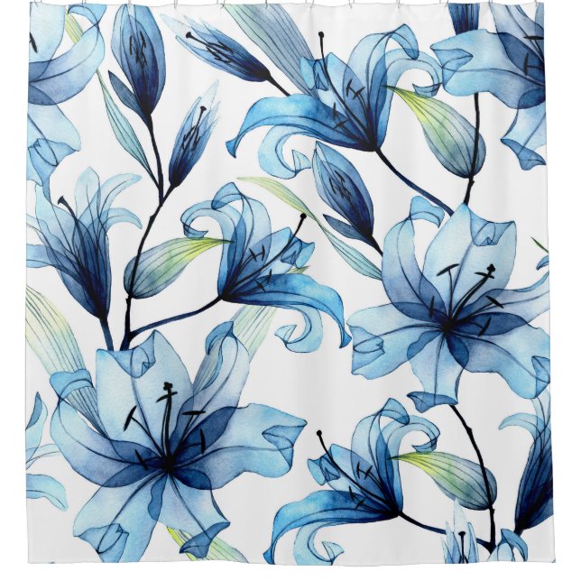 Watercolor Blue Lilies Floral Print (Front)