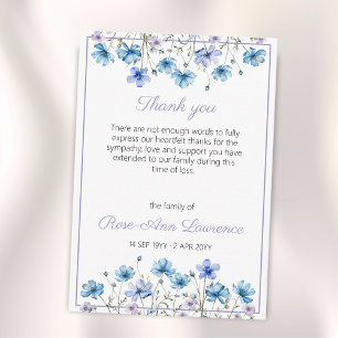 Watercolor Blue Meadow Flowers Funeral Thank You Card